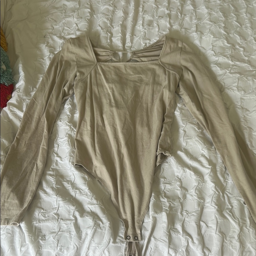 American Eagle Beige Bodysuit with Corset Back